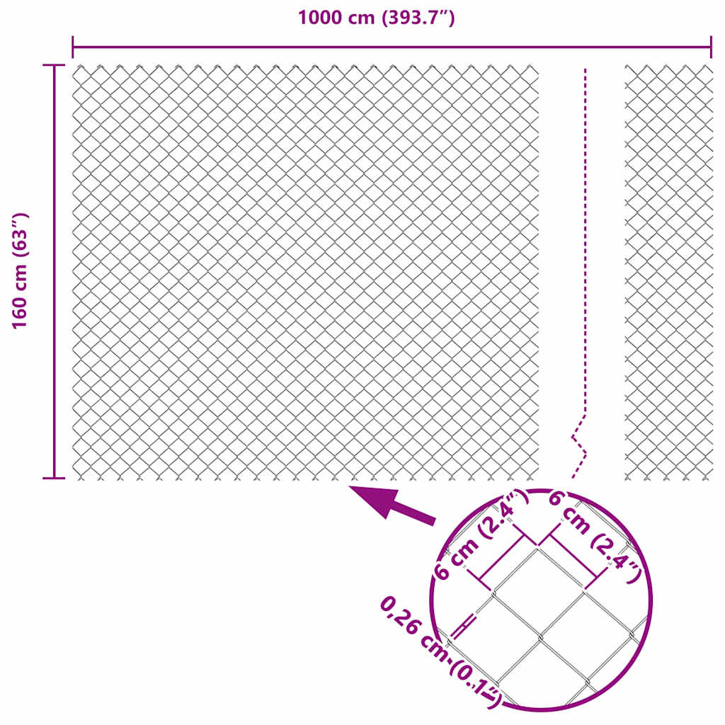 Stup za ogradu Zelena 10 x 1,6 m (60 x 60 mm mreža) Čelik i PVC
