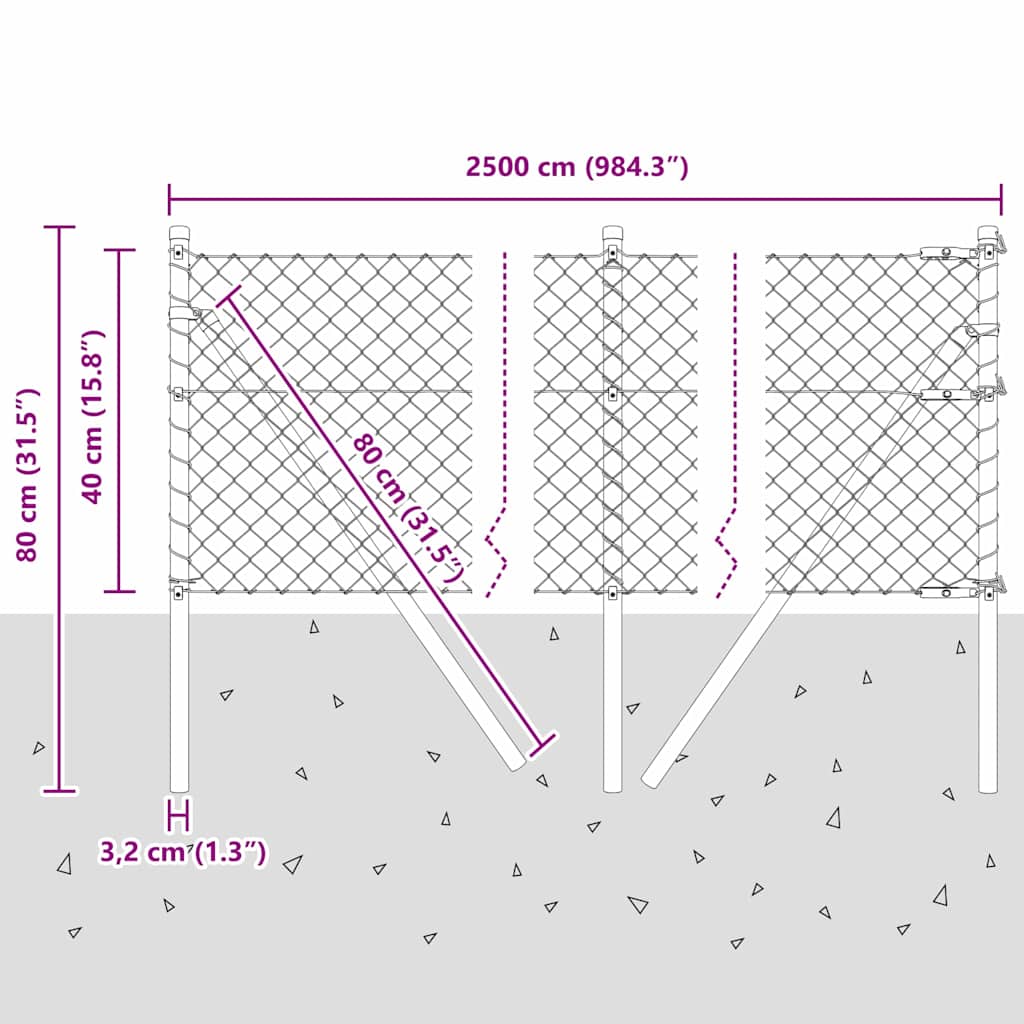 Stup za ogradu Zelena 25 x 0,4 m (40 x 40 mm mreža) Čelik i PVC