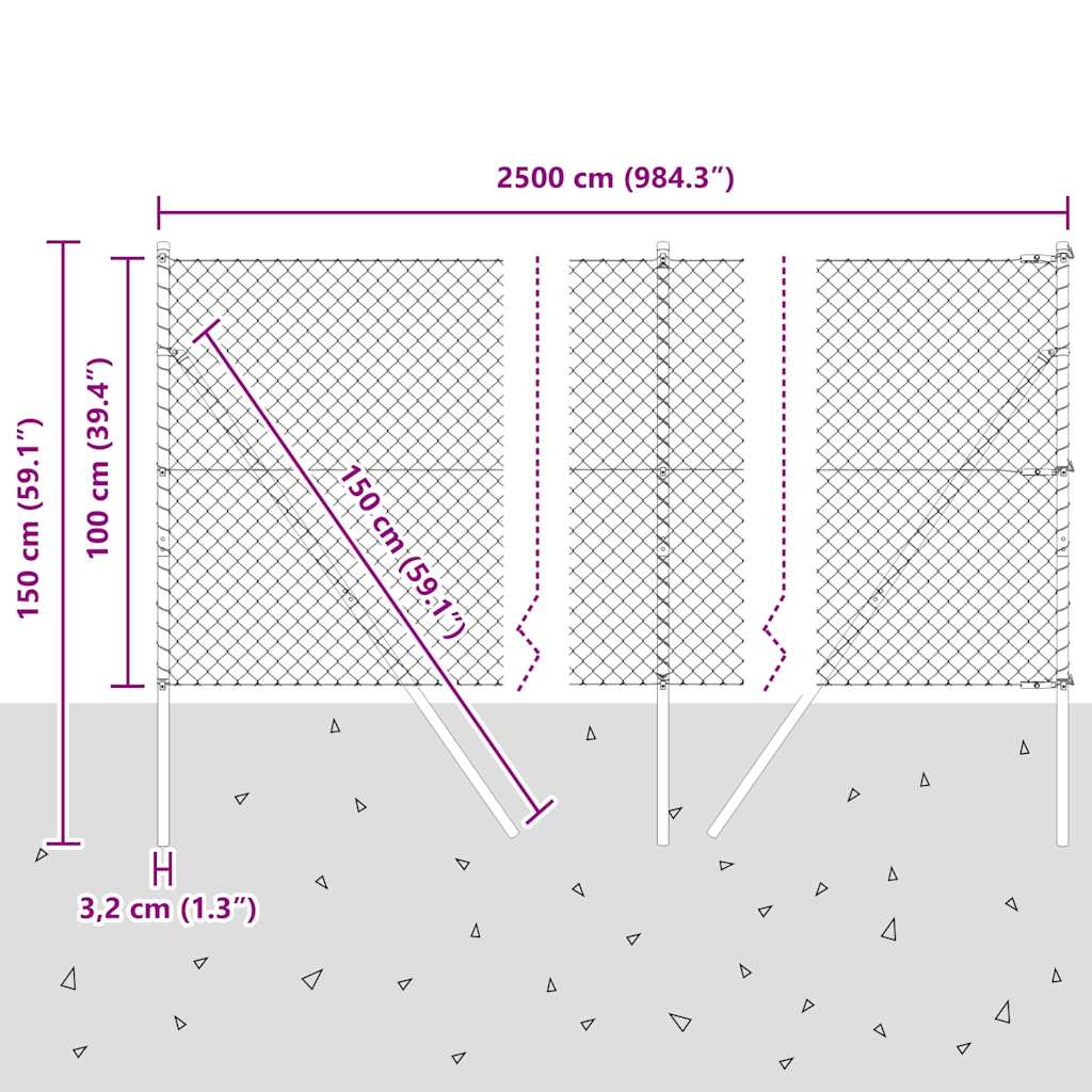 Stup za ogradu Zelena 25 x 1 m (mreža 40 x 40 mm) Čelik i PVC