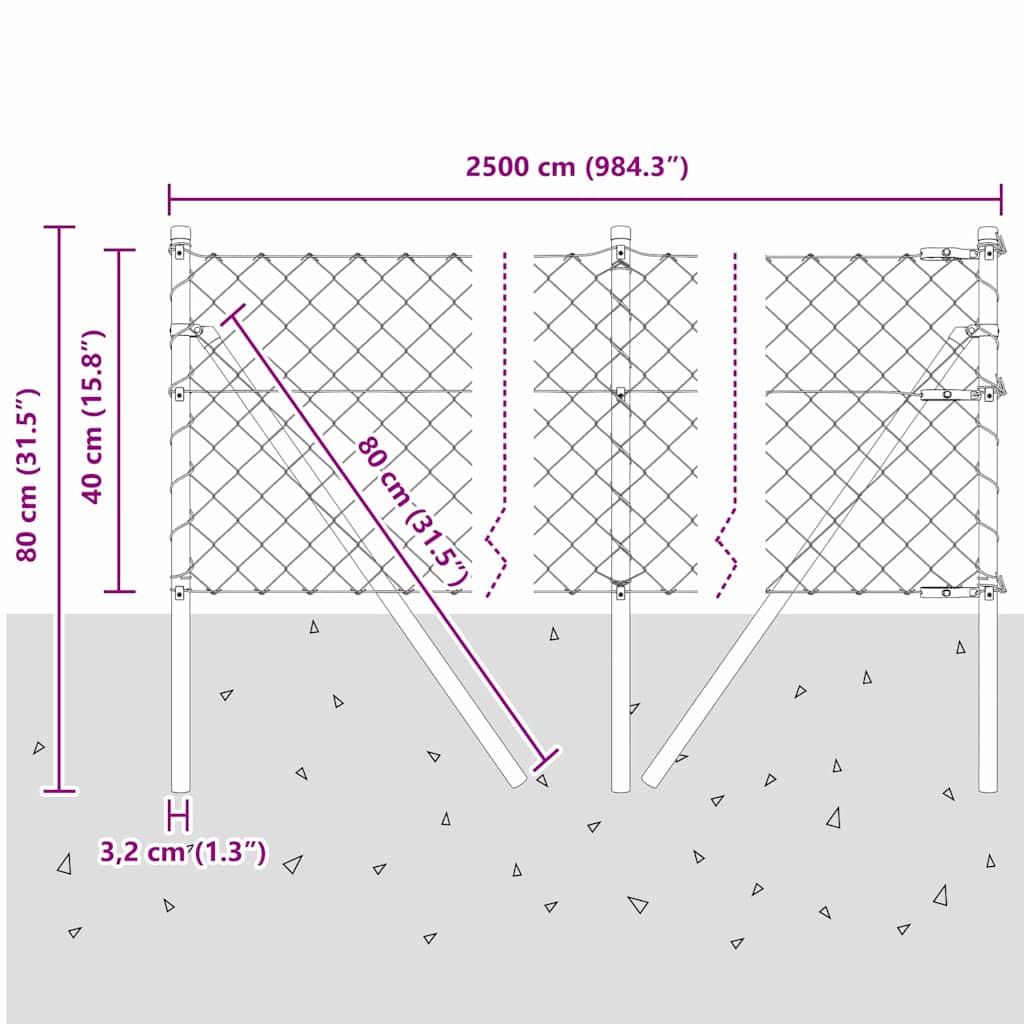Stup za ogradu Zelena 25 x 0,4 m (mreža 60 x 60 mm) Čelik i PVC