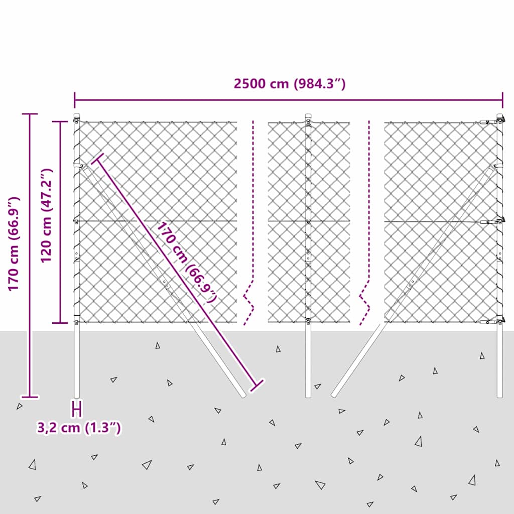 Stup za ogradu Zelena 25 x 1,2 m (60 x 60 mm mreža) Čelik i PVC