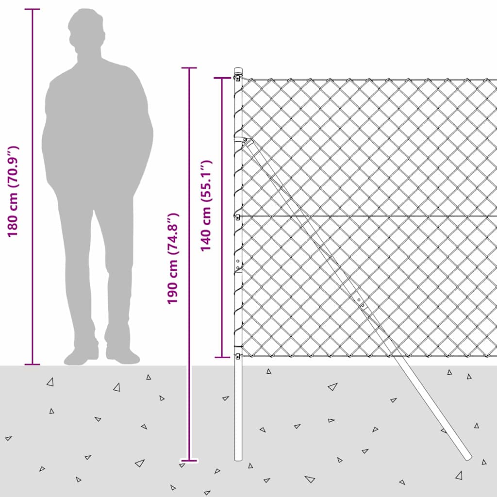 Stup za ogradu Zelena 25 x 1,4 m (60 x 60 mm mreža) Čelik i PVC