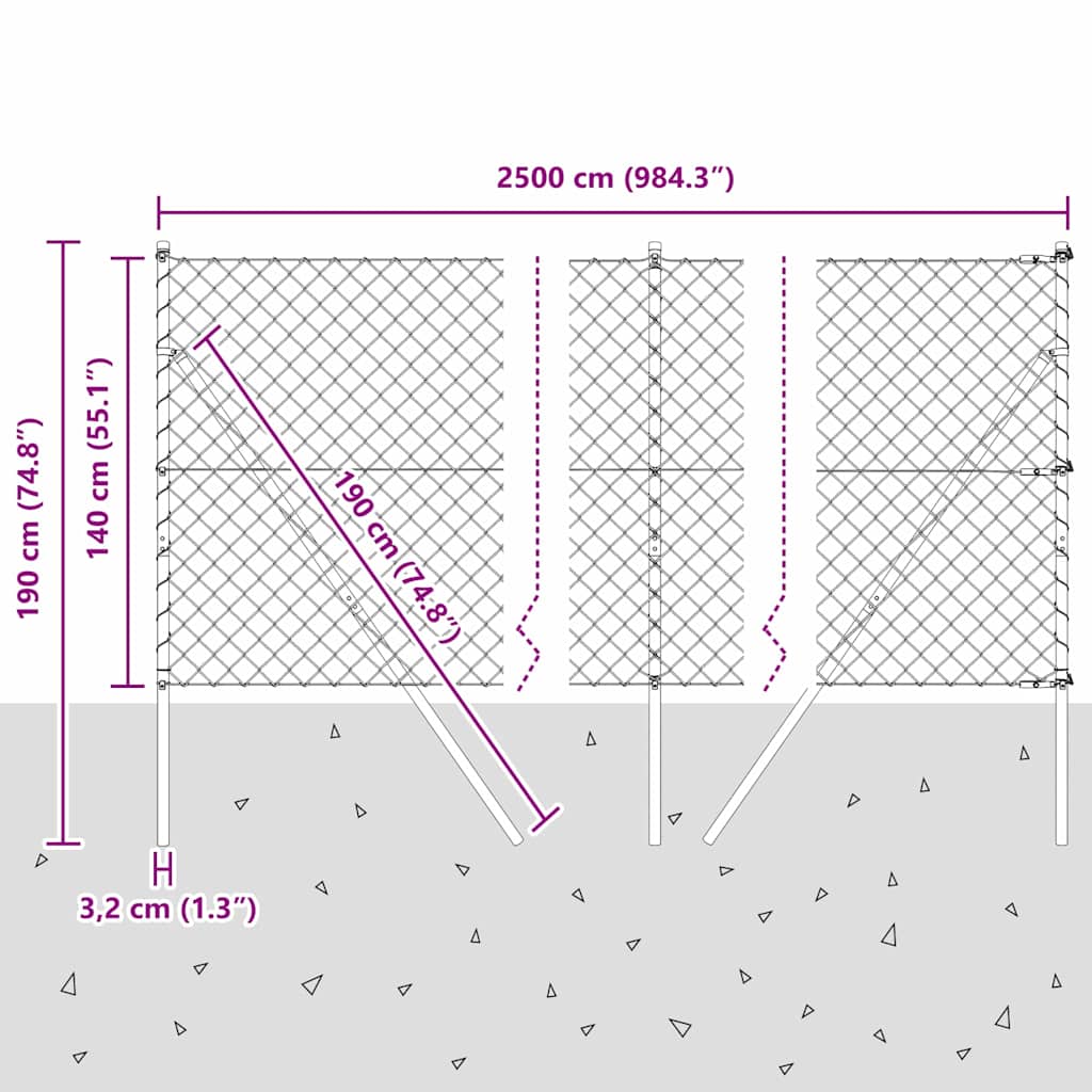 Stup za ogradu Zelena 25 x 1,4 m (60 x 60 mm mreža) Čelik i PVC
