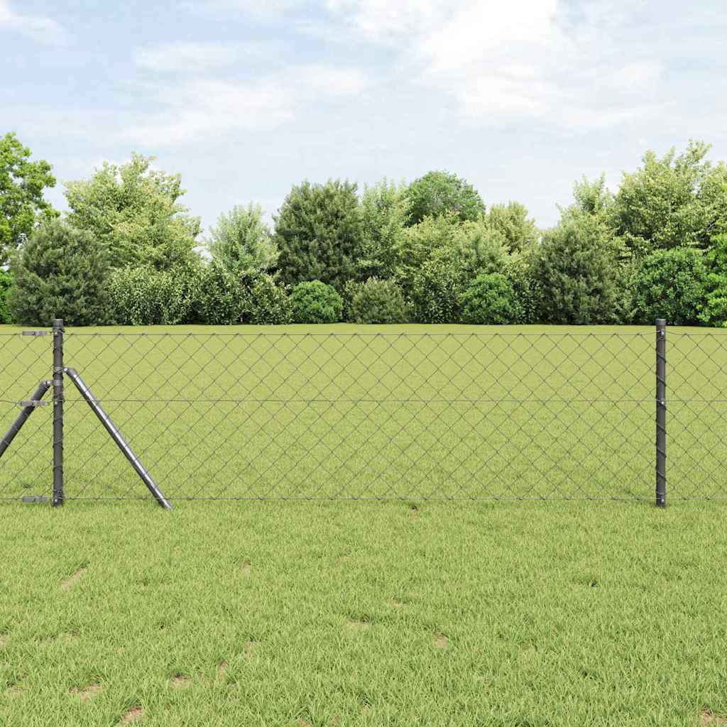 Stup za ogradu Siva 10 x 0,6 m (60 x 60 mm mreža) Čelik i PVC