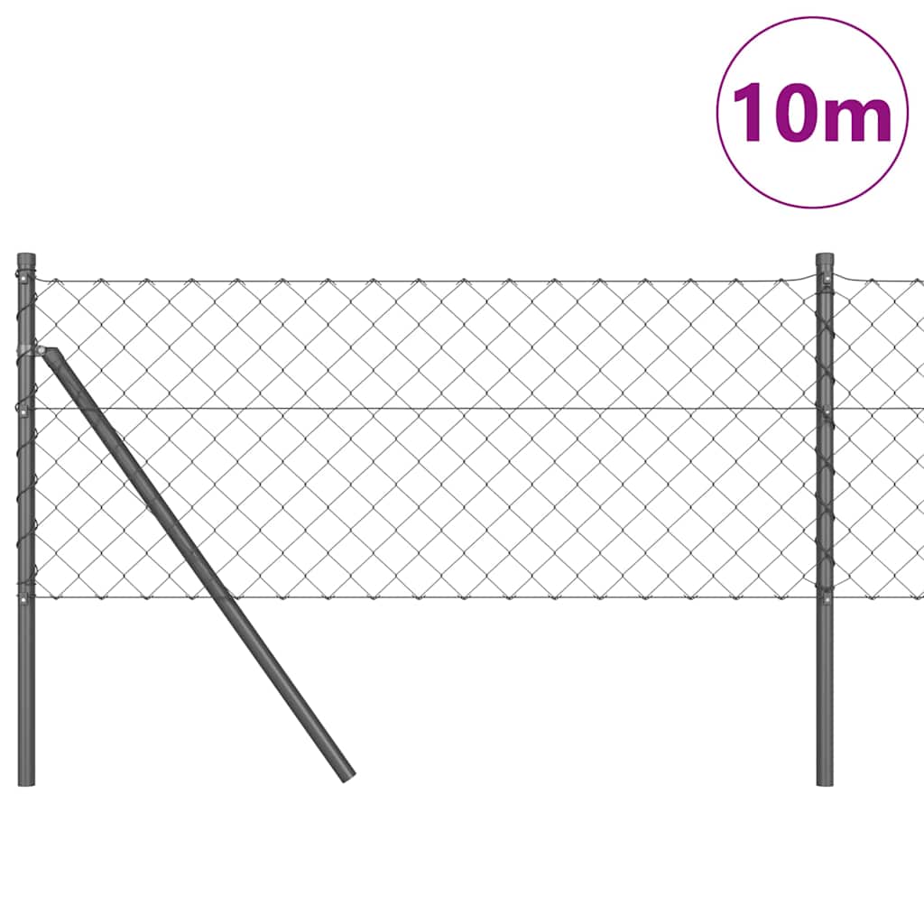 Stup za ogradu Siva 10 x 0,6 m (60 x 60 mm mreža) Čelik i PVC
