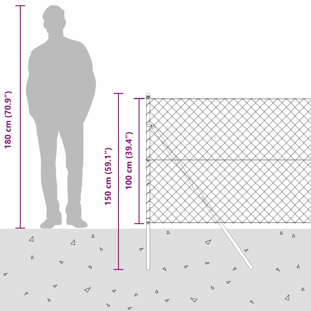 Stup za ogradu Siva 25 x 1 m (60 x 60 mm mreža) Čelik