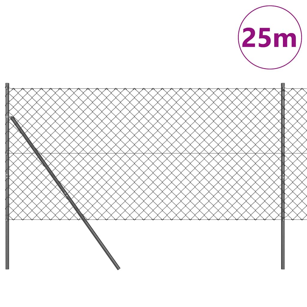 Stup za ogradu Siva 25 x 1,2 m (60 x 60 mm mreža) Čelik i PVC