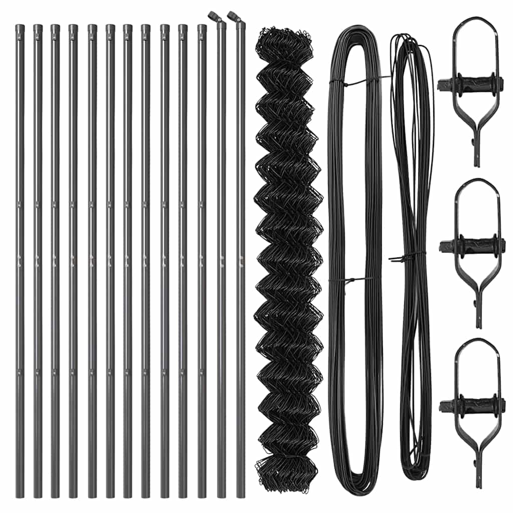 Stup za ogradu Siva 25 x 1,6 m (60 x 60 mm mreža) Čelik i PVC