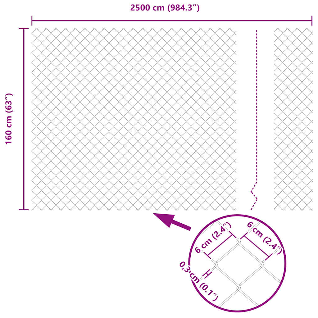 Stup za ogradu Siva 25 x 1,6 m (60 x 60 mm mreža) Čelik i PVC