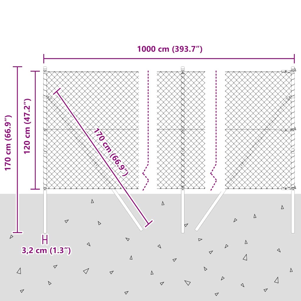 Stup za ogradu Srebrno 10 x 1,2 m (40 x 40 mm mrežica) Čelik
