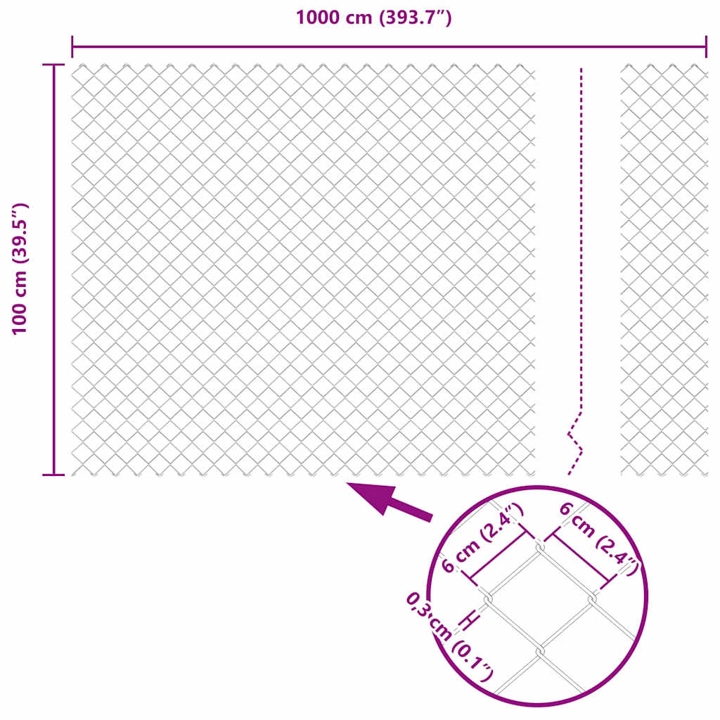 Stup za ogradu Srebrno 10 x 1 m (60 x 60 mm mreža) Čelik