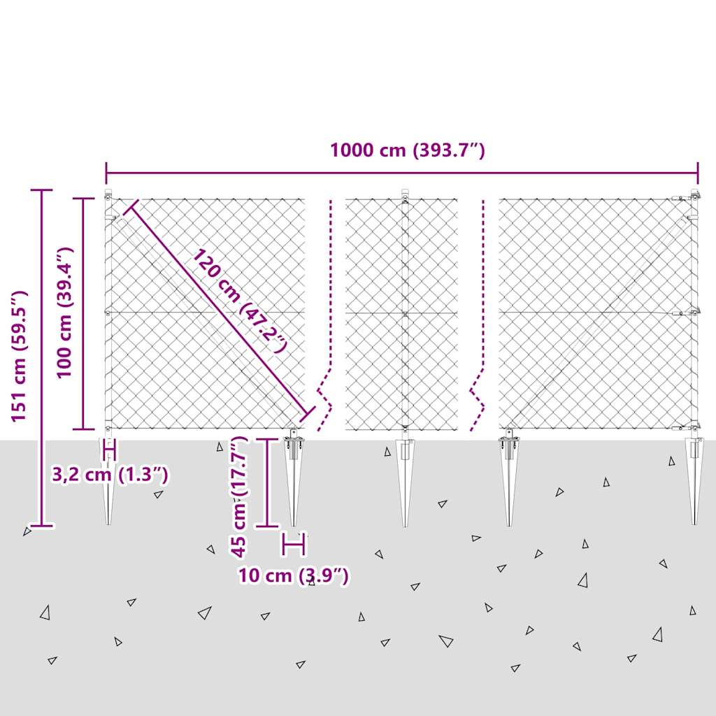 Stup za ogradu Zelena 10 x 1 m (60 x 60 mm mreža) Čelik i PVC