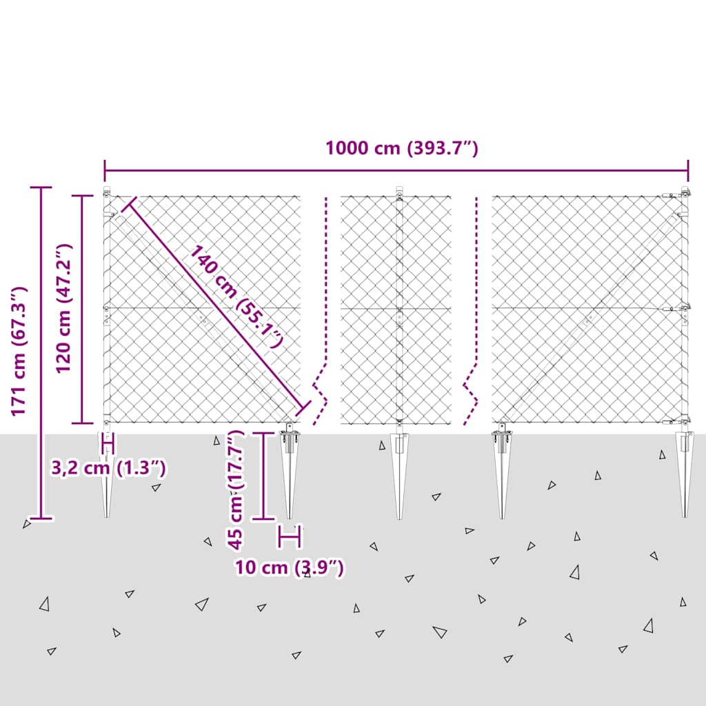 Stup za ogradu Zelena 10 x 1,2 m (60 x 60 mm mrežica)