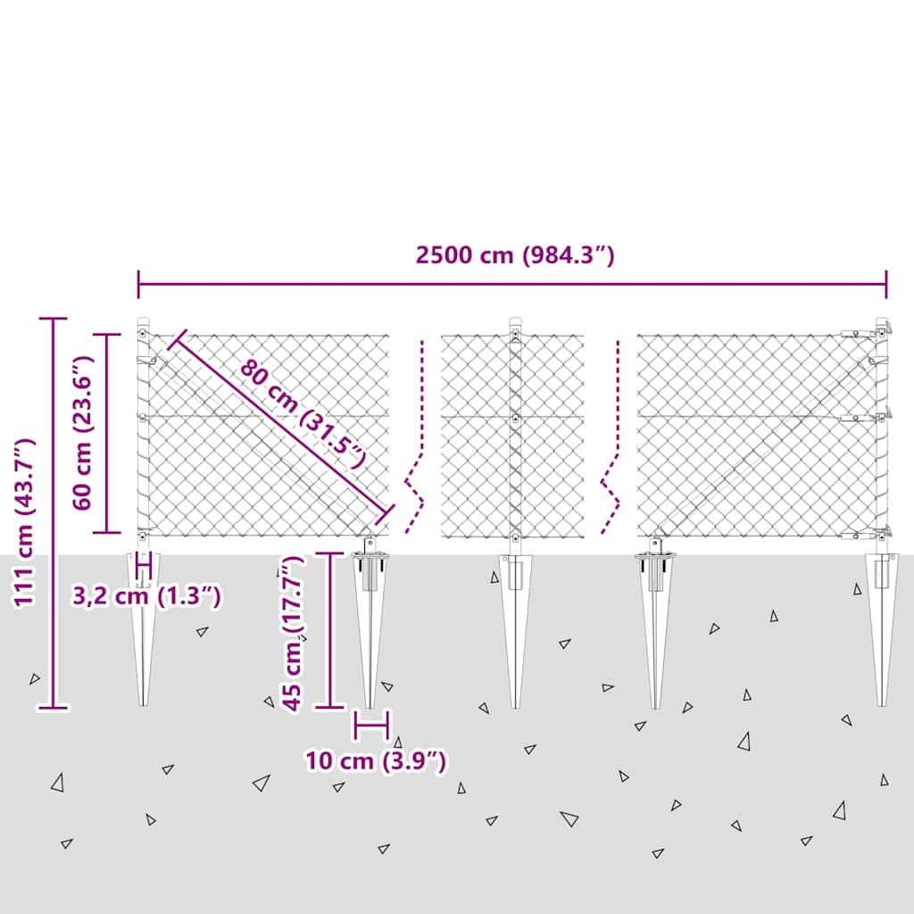 Stup za ogradu Zelena 25 x 0,6 m (40 x 40 mm mreža) Čelik i PVC