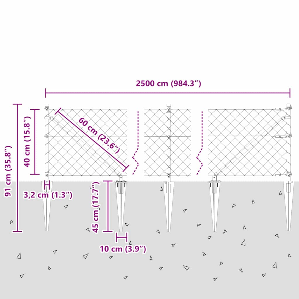 Stup za ogradu Zelena 25 x 0,4 m (mreža 60 x 60 mm) Čelik i PVC