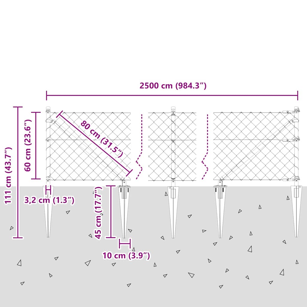 Stup za ogradu Zelena 25 x 0,6 m (mreža 60 x 60 mm) Čelik i PVC