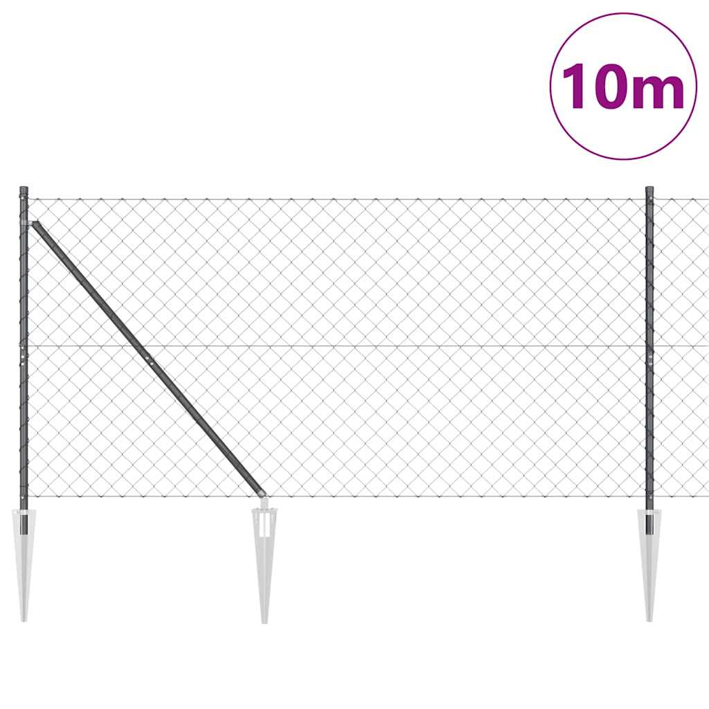 Stup za ogradu Siva 10 x 1,4 m (60 x 60 mm mreža) Čelik i PVC