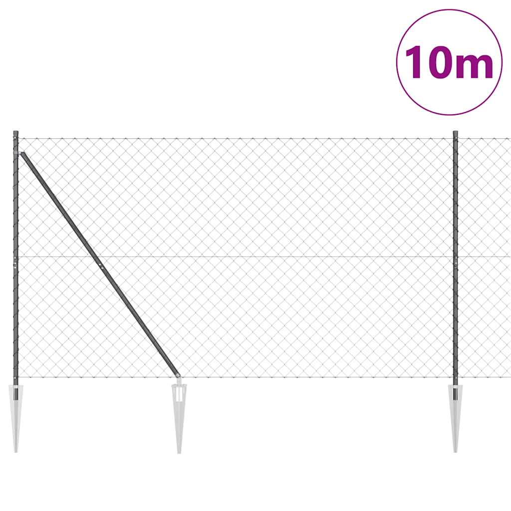 Stup za ogradu Siva 10 x 1,5 m (60 x 60 mm mreža) Čelik i PVC