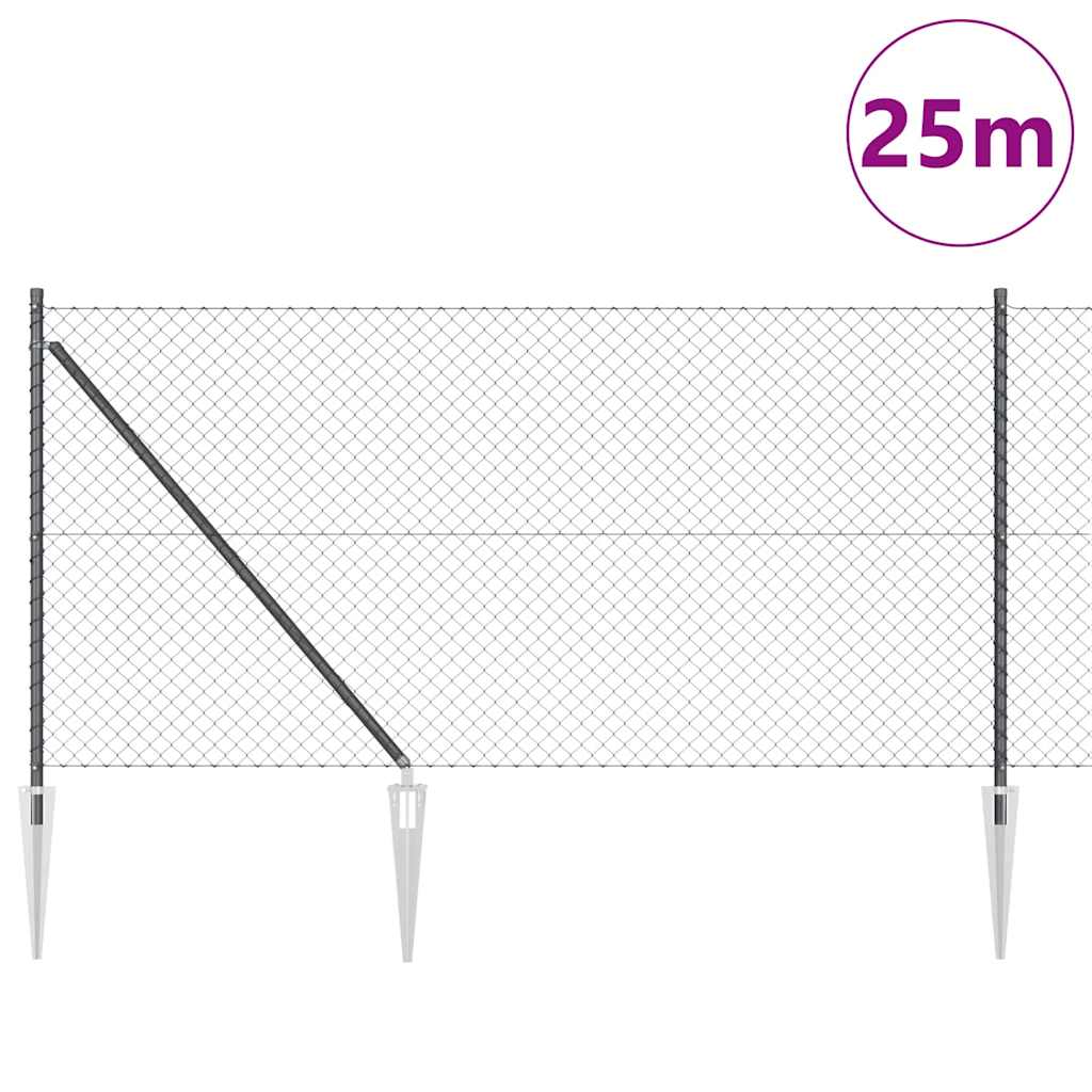 Stup za ogradu Siva 25 x 1 m (mreža 40 x 40 mm) Čelik i PVC