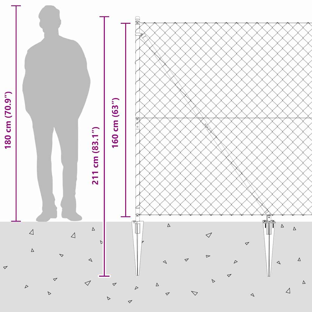 Stup za ogradu Srebrno 10 x 1,6 m (40 x 40 mm mreža) Čelik
