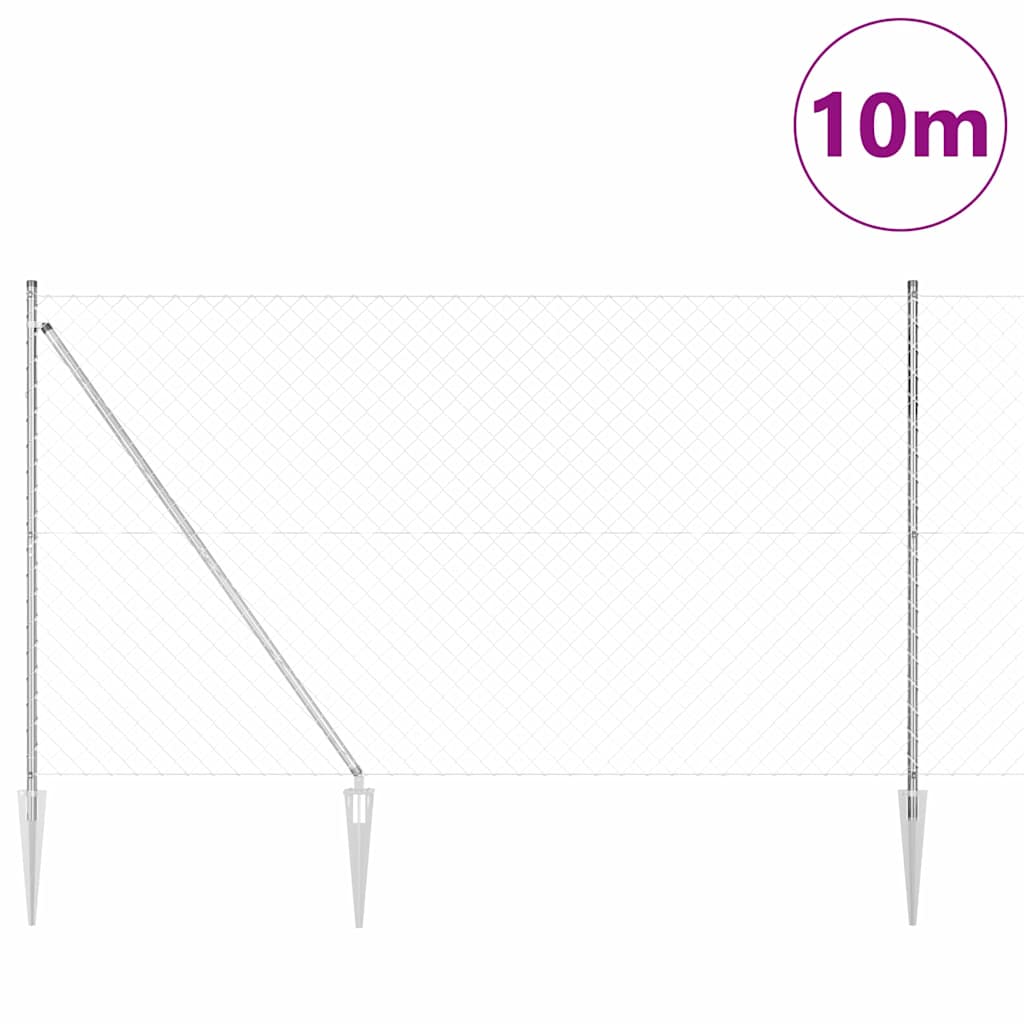 Stup za ogradu Srebrno 10 x 1,6 m (60 x 60 mm mreža) Čelik