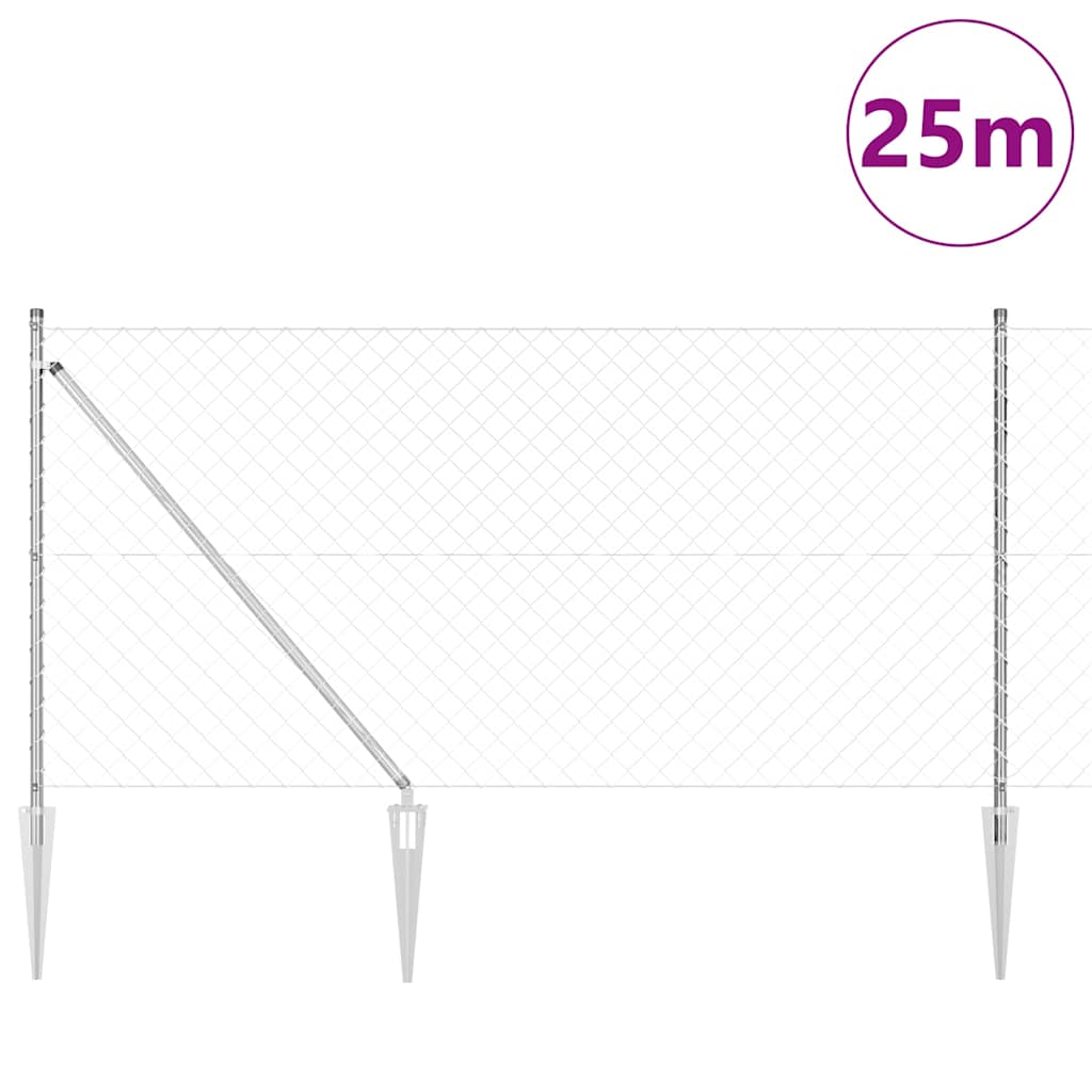 Stup za ogradu Srebrno 25 x 1 m (60 x 60 mm mreža) Čelik