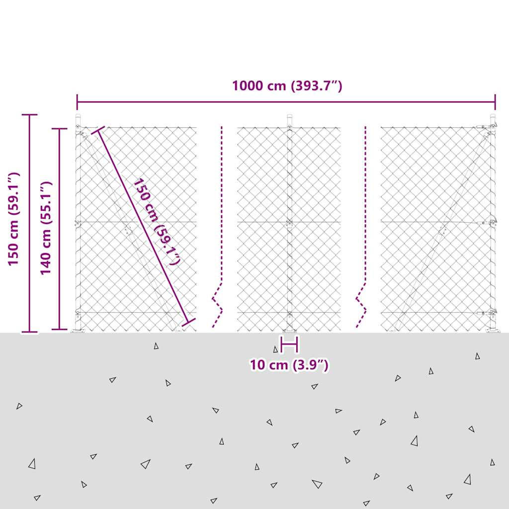 Stup za ogradu Zelena 10 x 1,4 m (60 x 60 mm mreža) Čelik i PVC