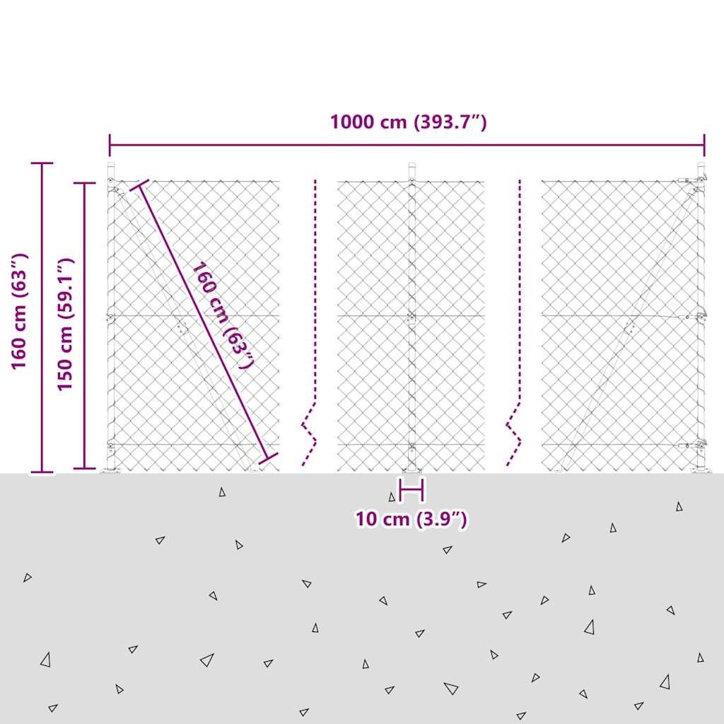 Zavareno žičano ogradno mreža s betonskom podlogom 10 x 1,5 m