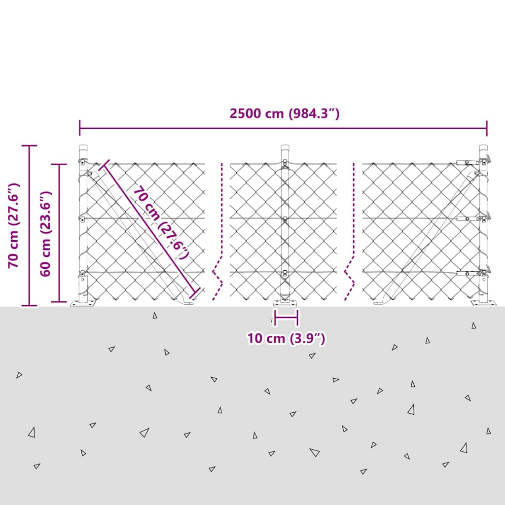 Stup za ogradu Zelena 25 x 0,6 m (mreža 60 x 60 mm) Čelik i PVC
