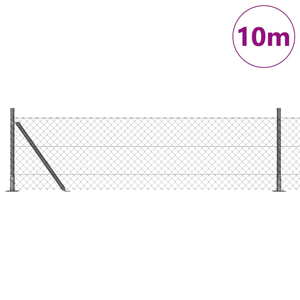 Ograda od lančanika s betonskom podlogom 10 x 0,4 m Siva Mreža