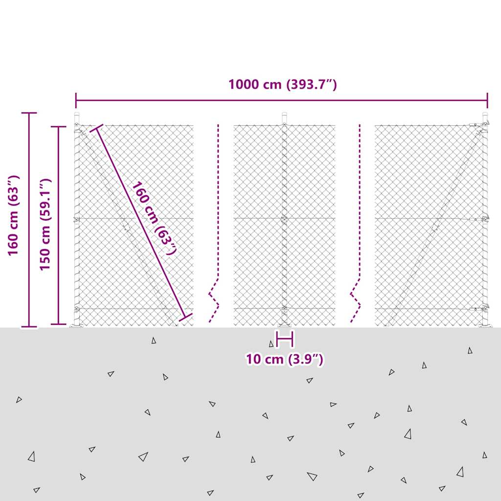 Zavareno žičano ogradno mreža s betonskom podlogom 10 x 1,5 m