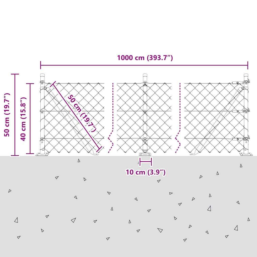 Stup za ogradu Siva 10 x 0,4 m (mreža 60 x 60 mm) Čelik i PVC