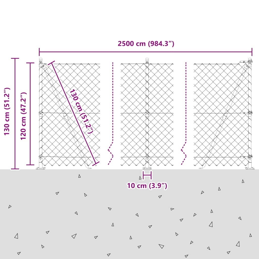Stup za ogradu Siva 25 x 1,2 m (60 x 60 mm mreža) Čelik i PVC