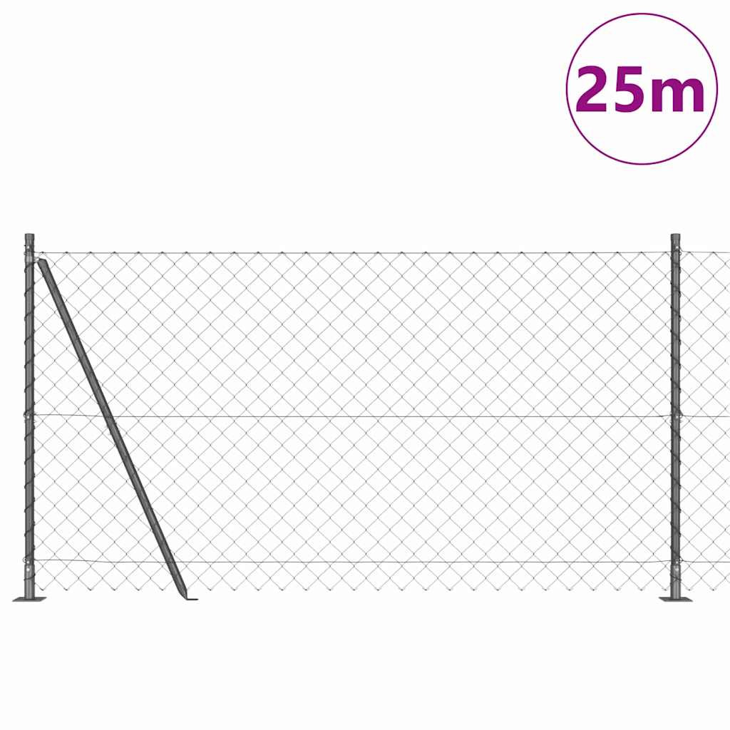 Stup za ogradu Siva 25 x 1,2 m (60 x 60 mm mreža) Čelik i PVC