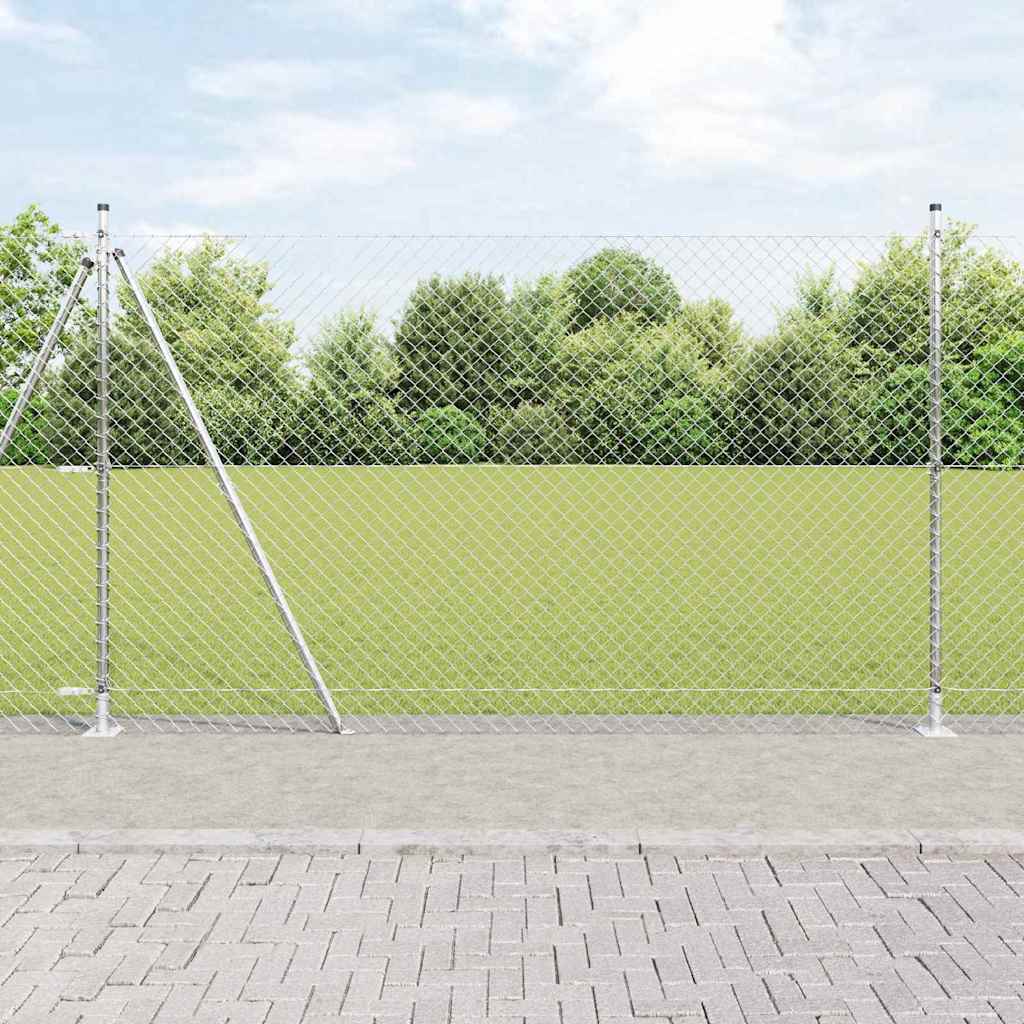 Vanjska lančana ograda s betonskom podlogom 10 x 1,4 m Srebrna