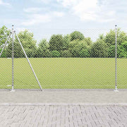 Vanjska lančana ograda s betonskom podlogom 10 x 1,4 m Srebrna