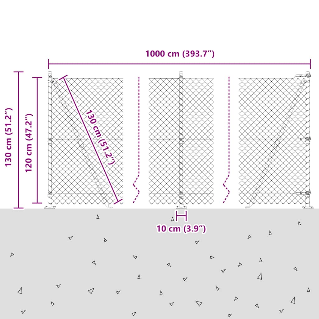 Stup za ogradu Srebrno 10 x 1,2 m (60 x 60 mm mrežica) Čelik