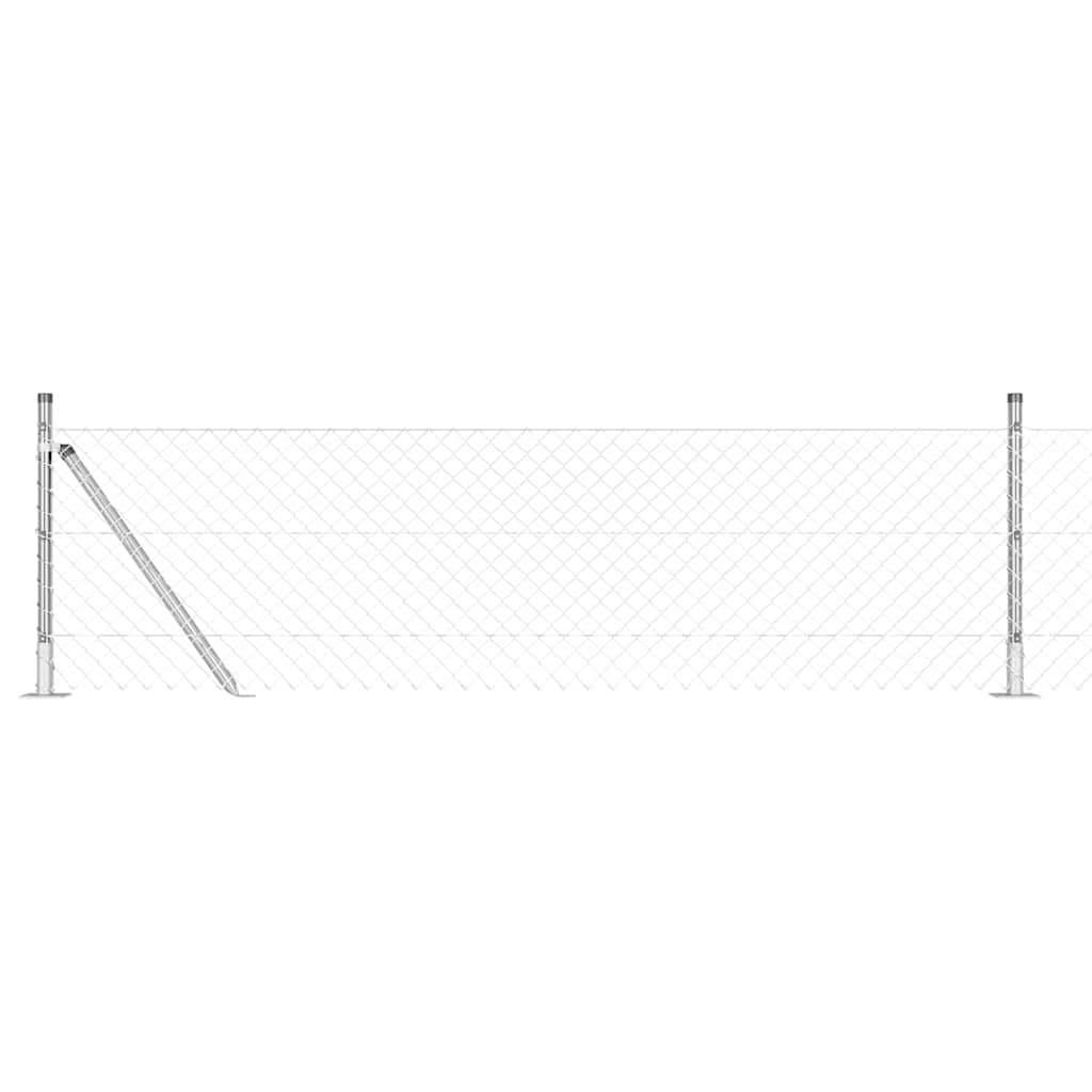 Vanjska lančana ograda s betonskom podlogom 25 x 0,6 m Srebrna
