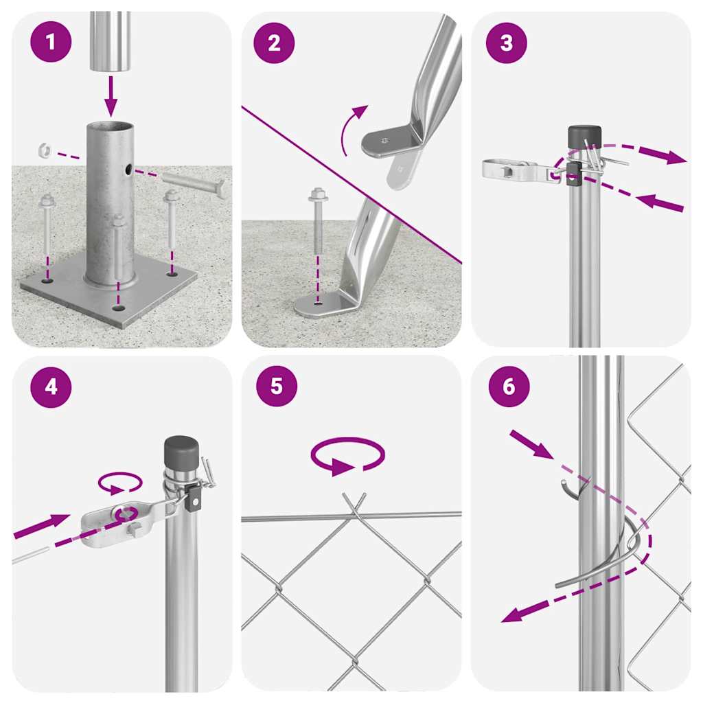 Vanjska lančana ograda s betonskom podlogom 25 x 0,6 m Srebrna