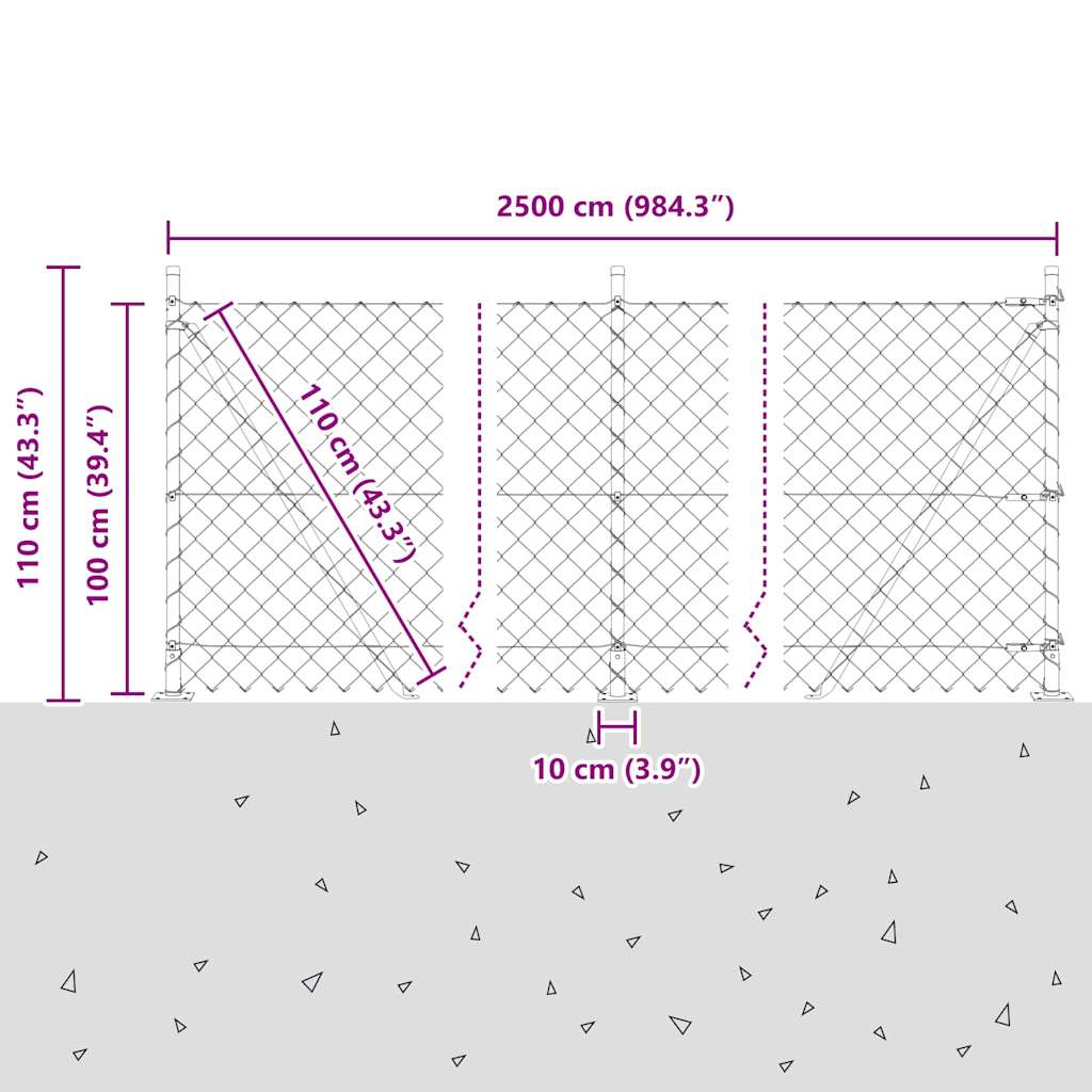 Stup za ogradu Srebrno 25 x 1 m (60 x 60 mm mreža) Čelik