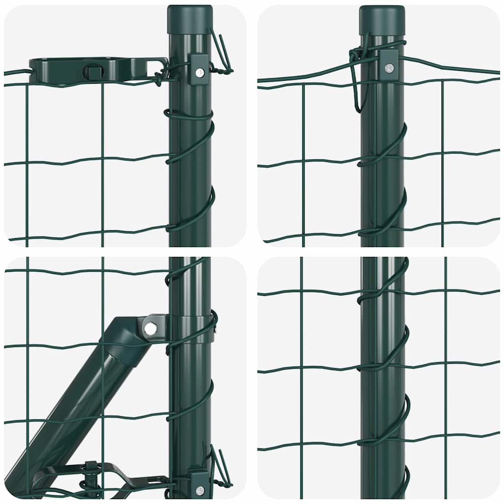Ograda s postovima Zelena 0,6 x 10 m Čelik i PVC