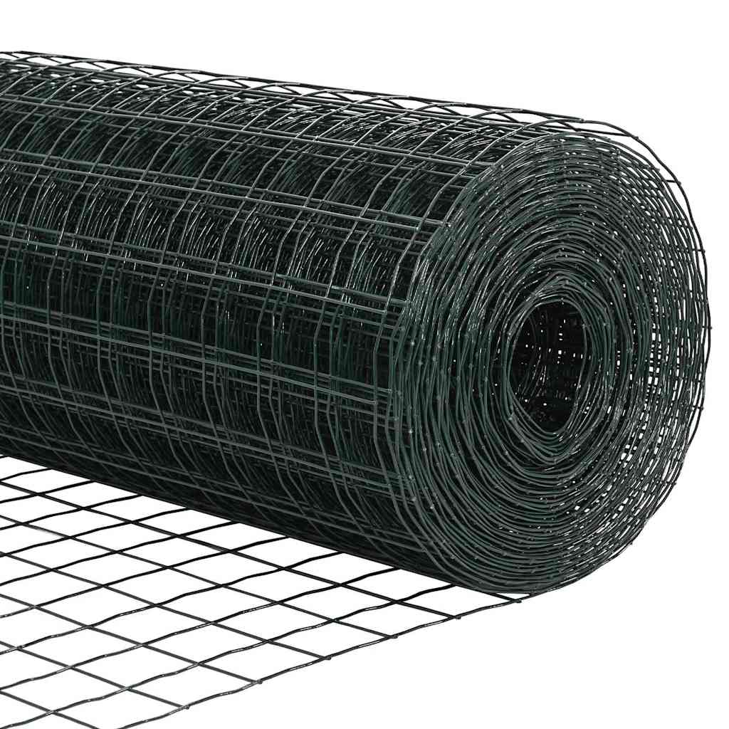 Ograda s postovima Zelena 0,6 x 10 m Čelik i PVC
