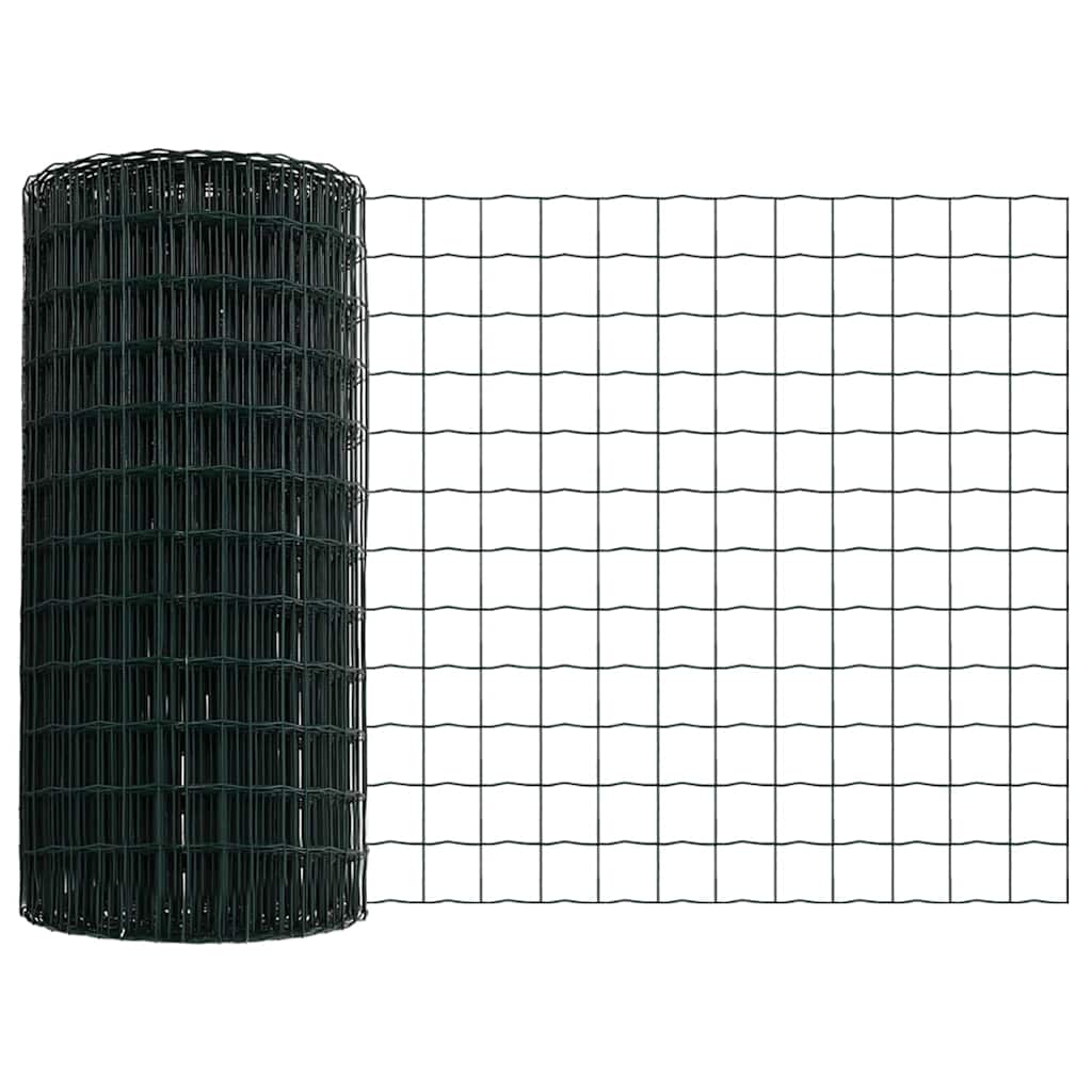 Ograda s postovima Zelena 0,6 x 10 m Čelik i PVC