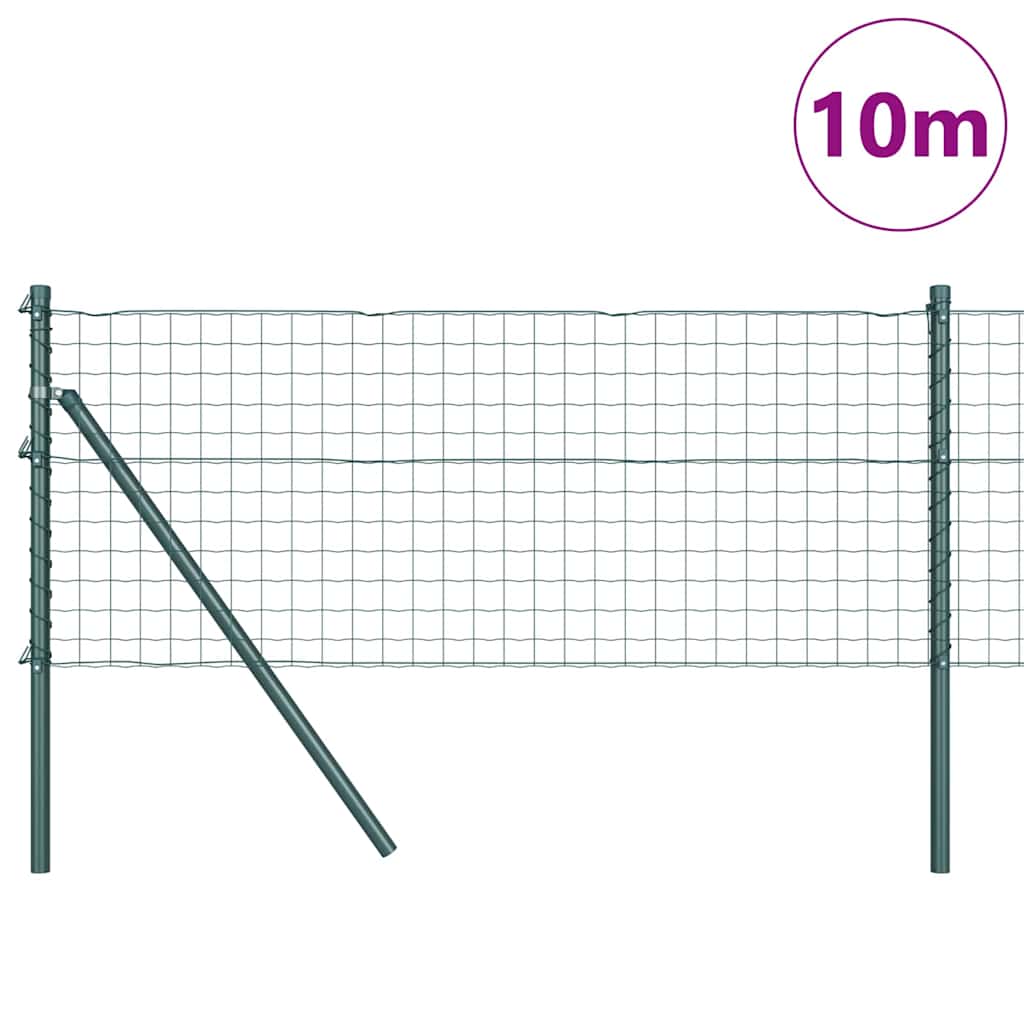 Ograda s postovima Zelena 0,6 x 10 m Čelik i PVC