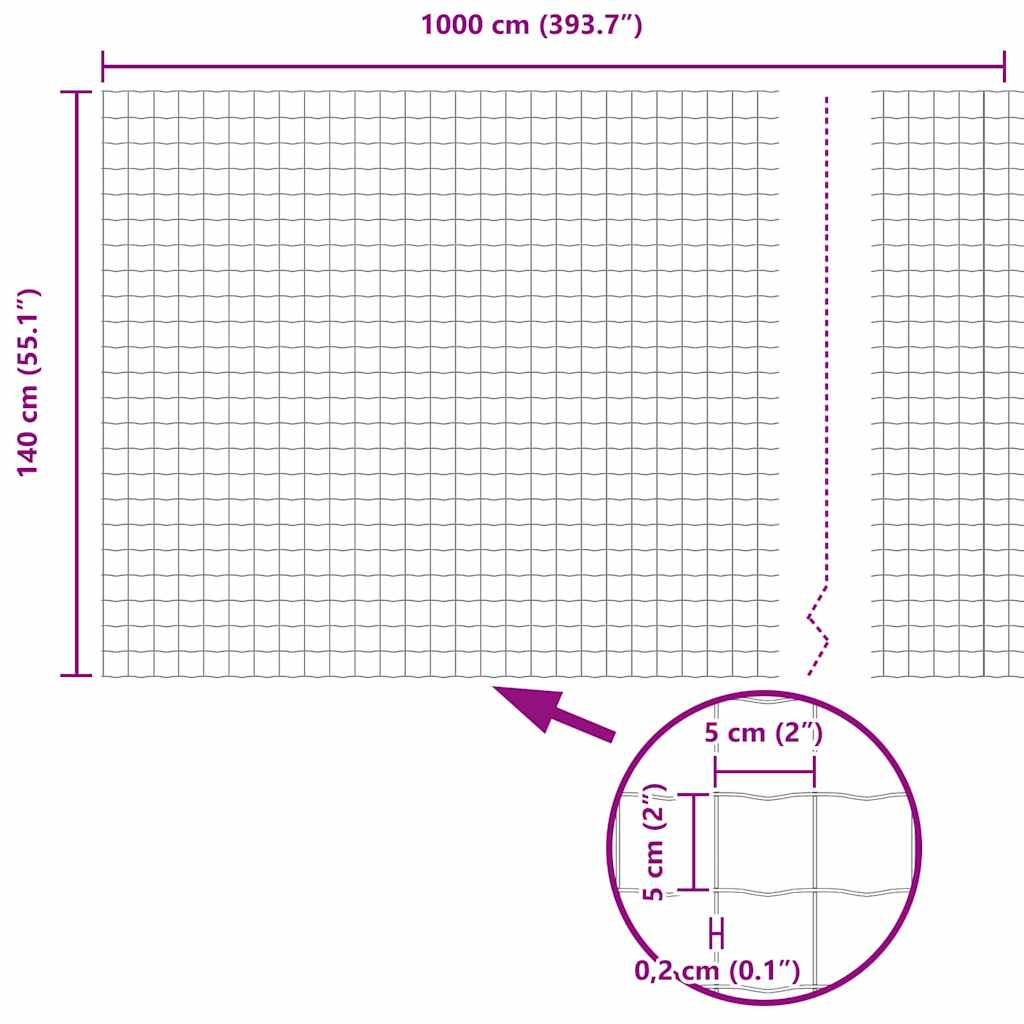Ograda s postovima Zelena 1,4 x 10 m Čelik i PVC