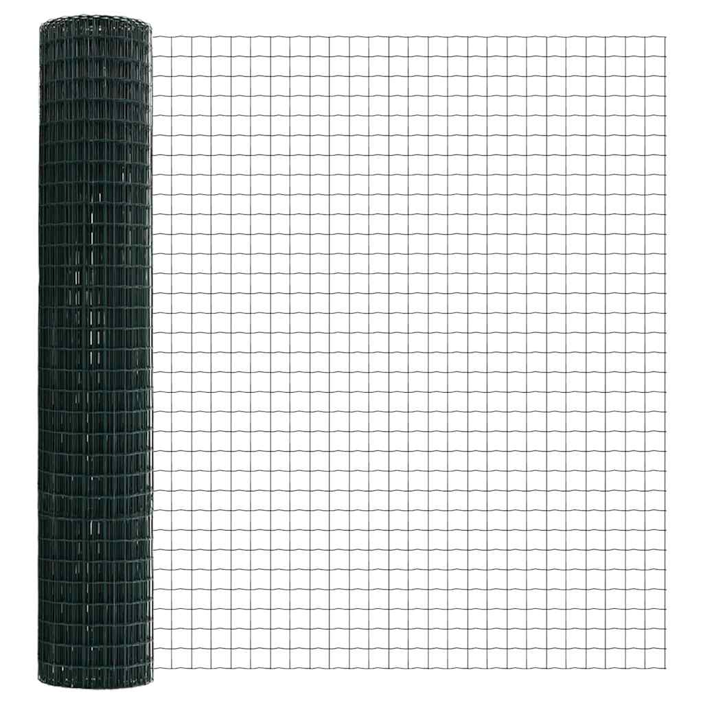 Ograda s postovima Zelena 1,5 x 10 m Čelik i PVC