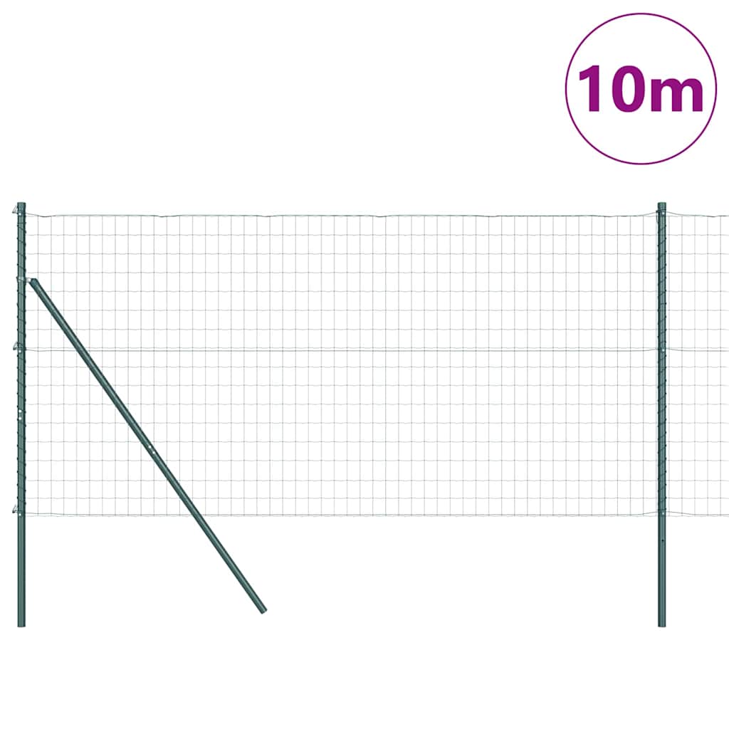 Ograda s postovima Zelena 1 x 10 m Čelik i PVC