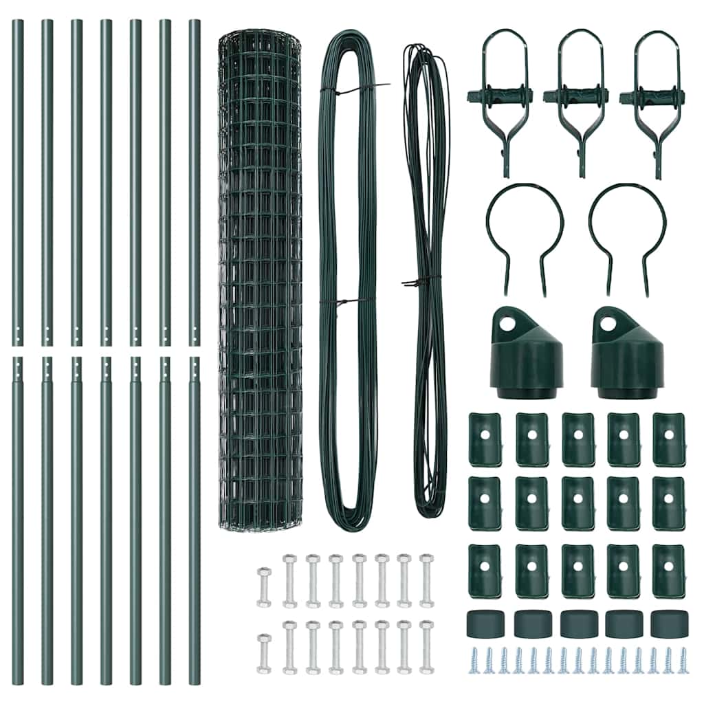 Ograda s postovima Zelena 1,6 x 10 m Čelik i PVC