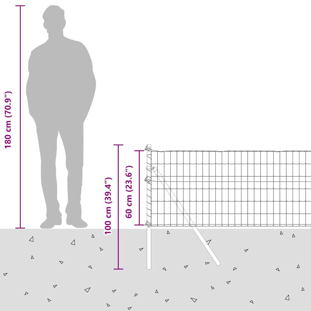 Euro Ograđivanje Ukop 10 x 0,6 m Čelik premazan PVC-om Zelena