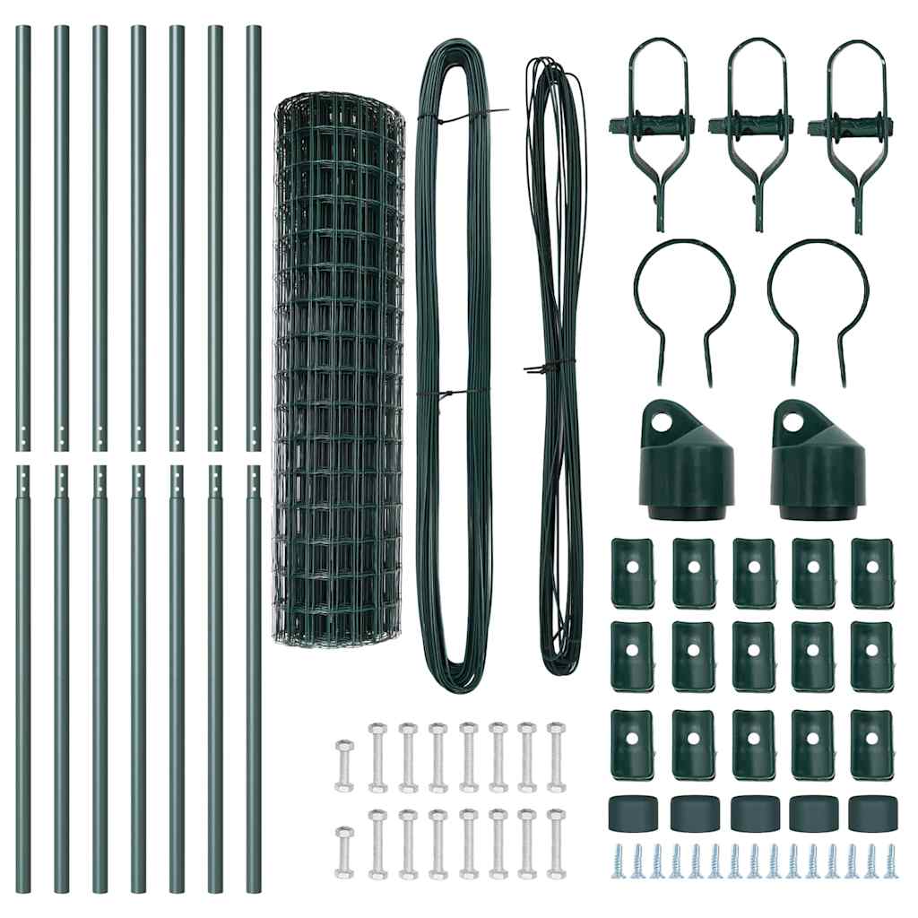 Ograda s postovima Zelena 1,4 x 10 m Čelik i PVC